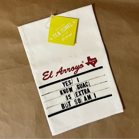 El Arroyo | NWT Guac Is Extra So Am I Marquee Sign Pun Funny Kitchen Tea Towel - Picture 1 of 6